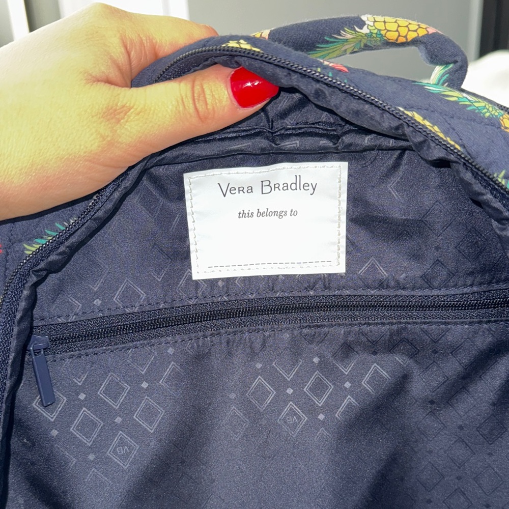 Vera Bradley Navy Pineapple Backpack - Picture 2 of 7